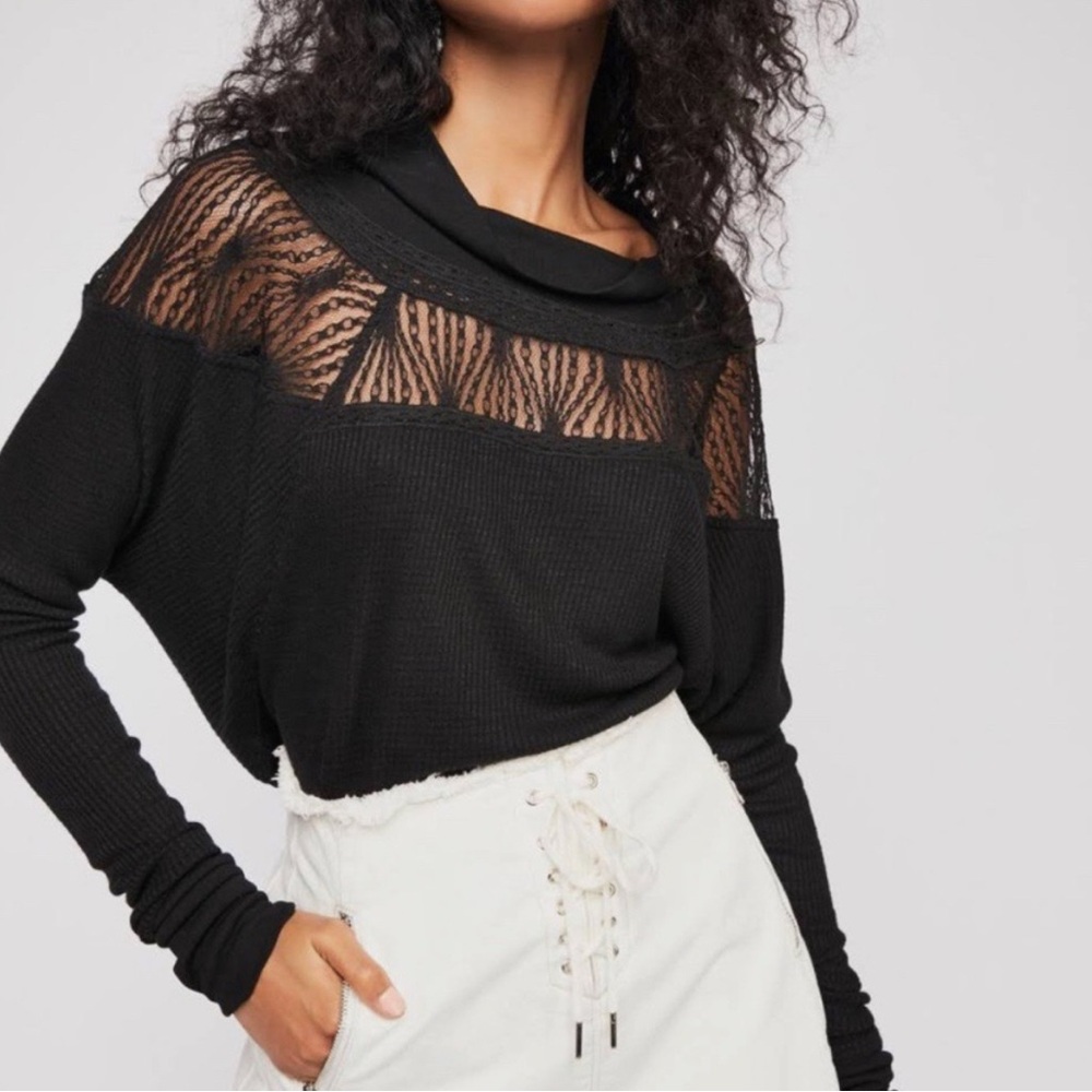 NEW Free People Lace Thermal in Black